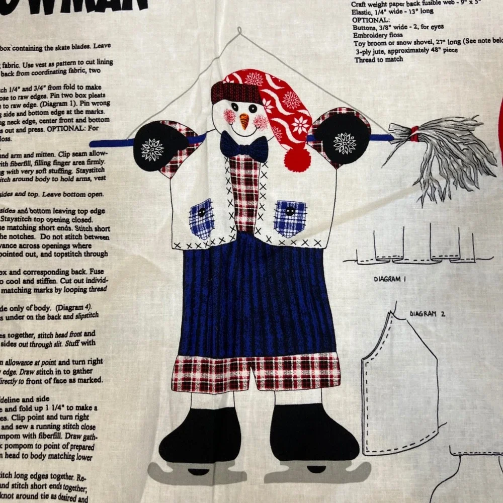 Hang Around Snowman Cut and Sew Fabric Panel Holiday Christmas Craft Project